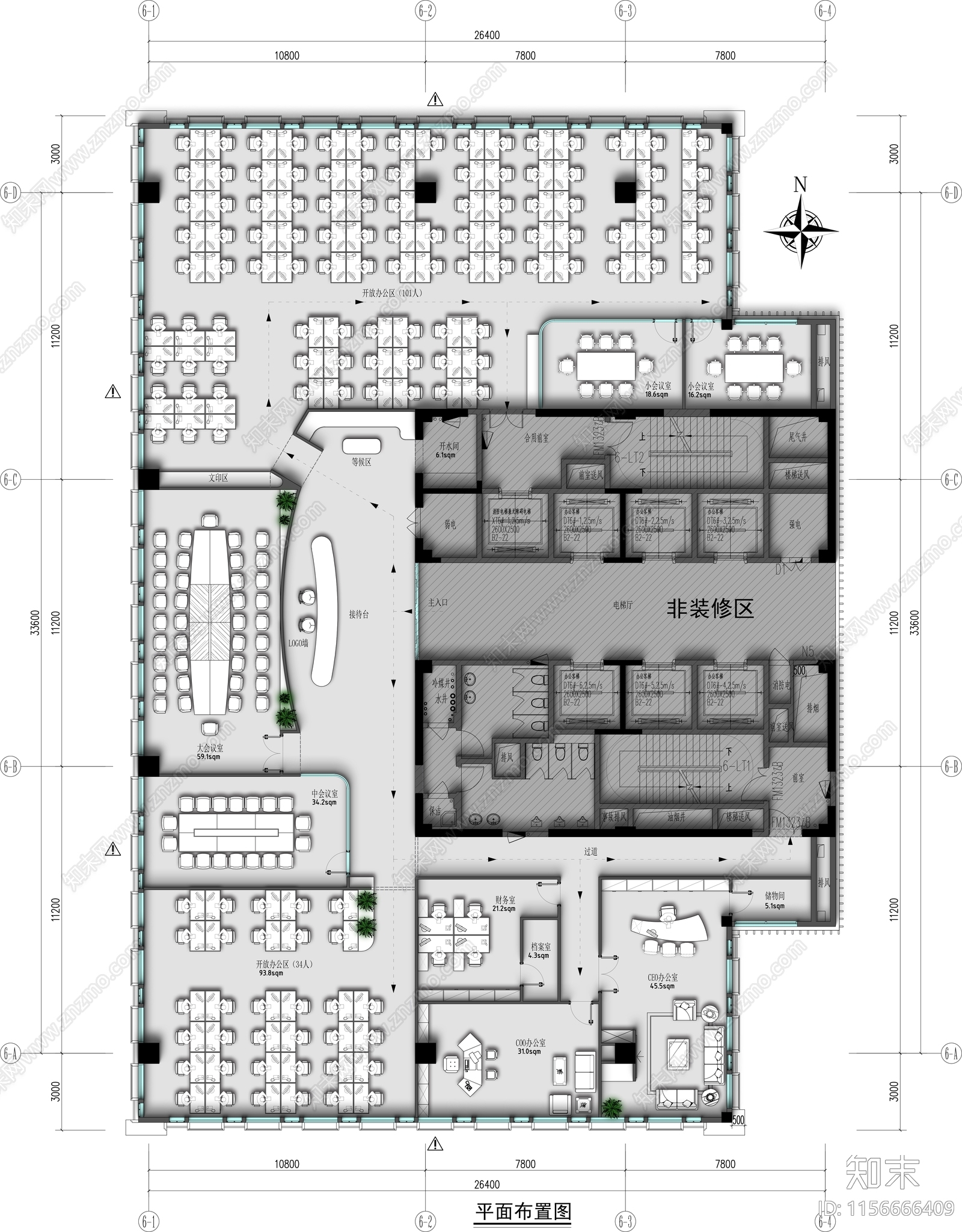 700平办公空间网络科技公司施工图下载【ID:1156666409】