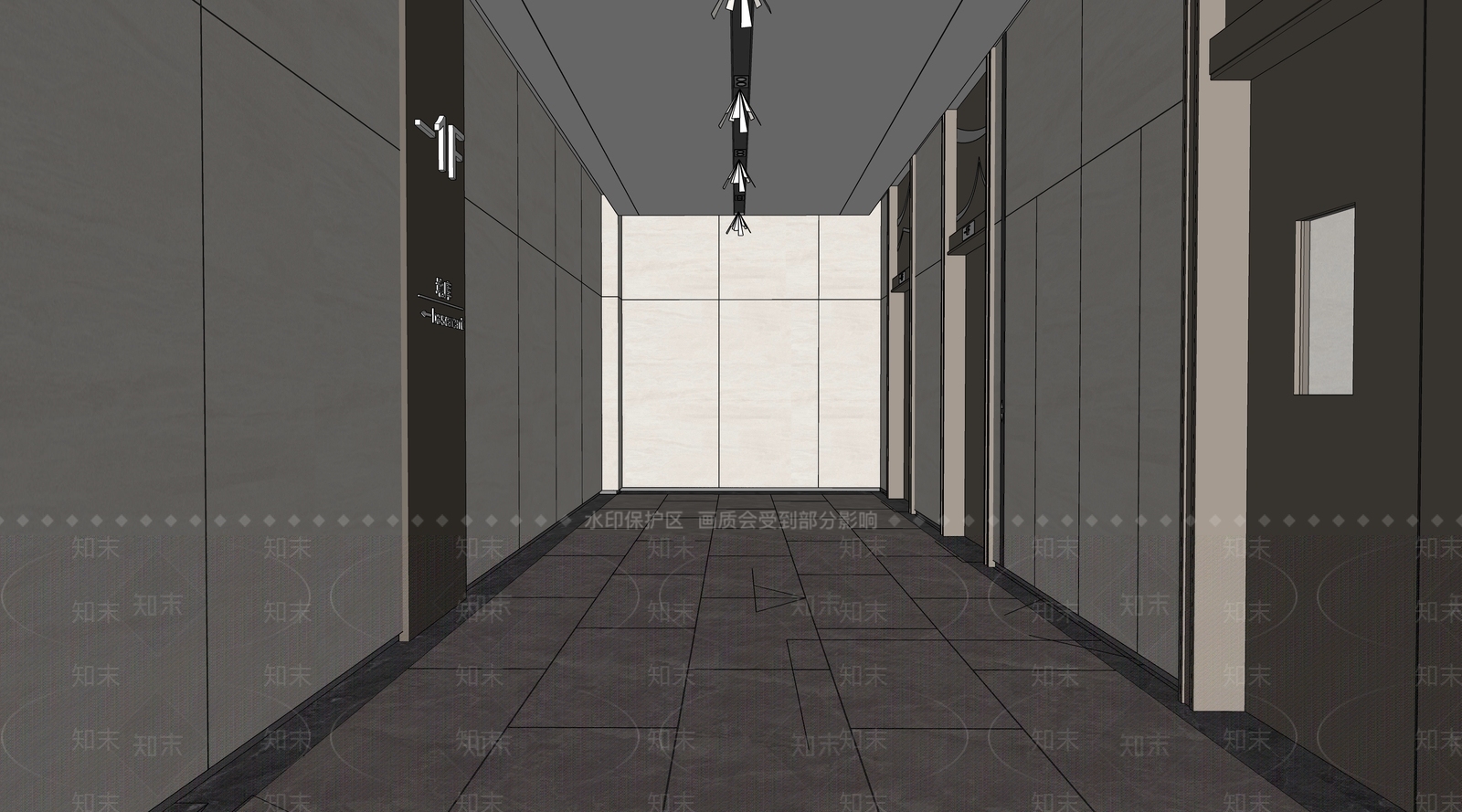 现代电梯厅SU模型下载【ID:1156667035】