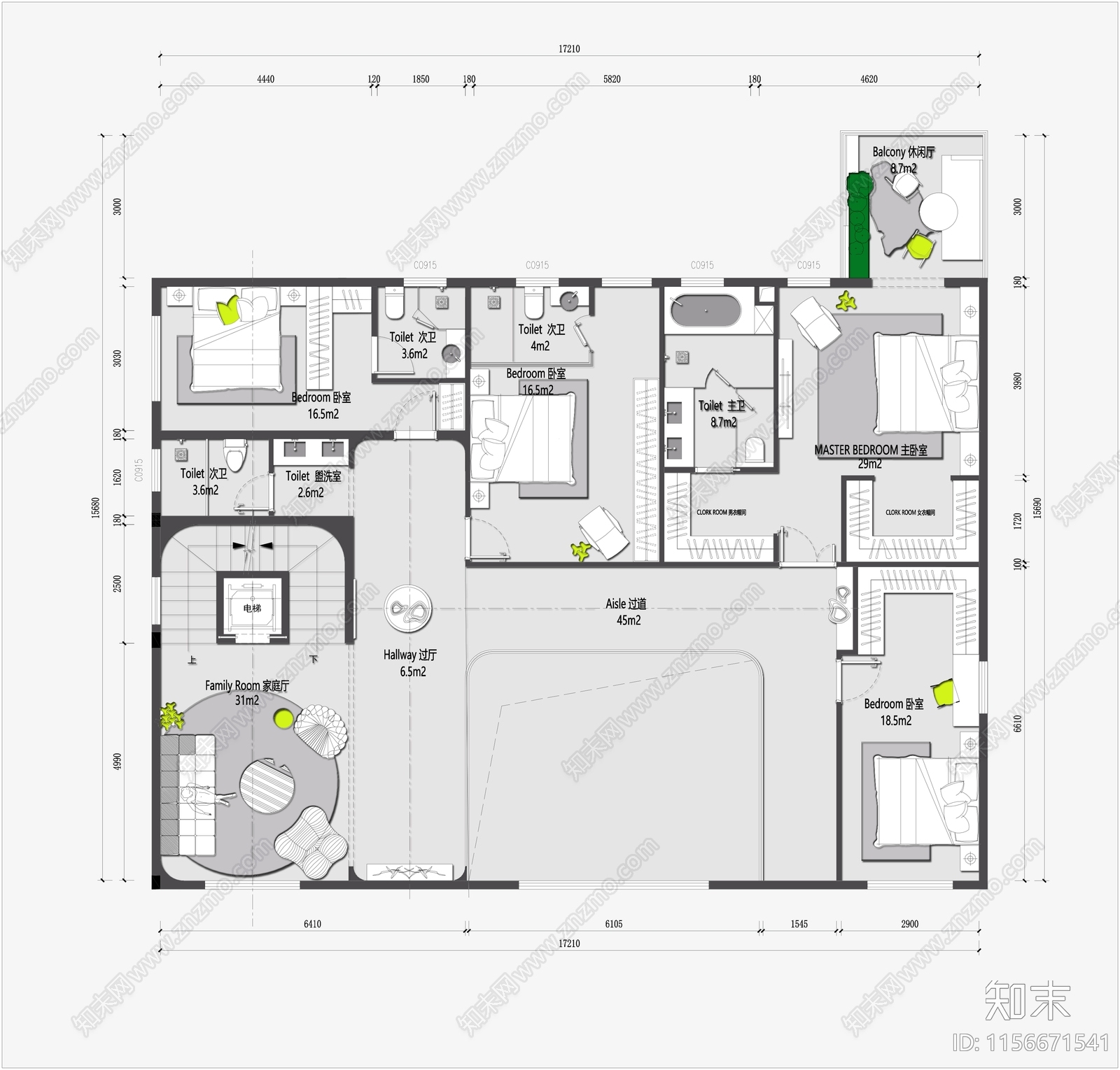 现代别墅装饰装修平面方案cad施工图下载【ID:1156671541】