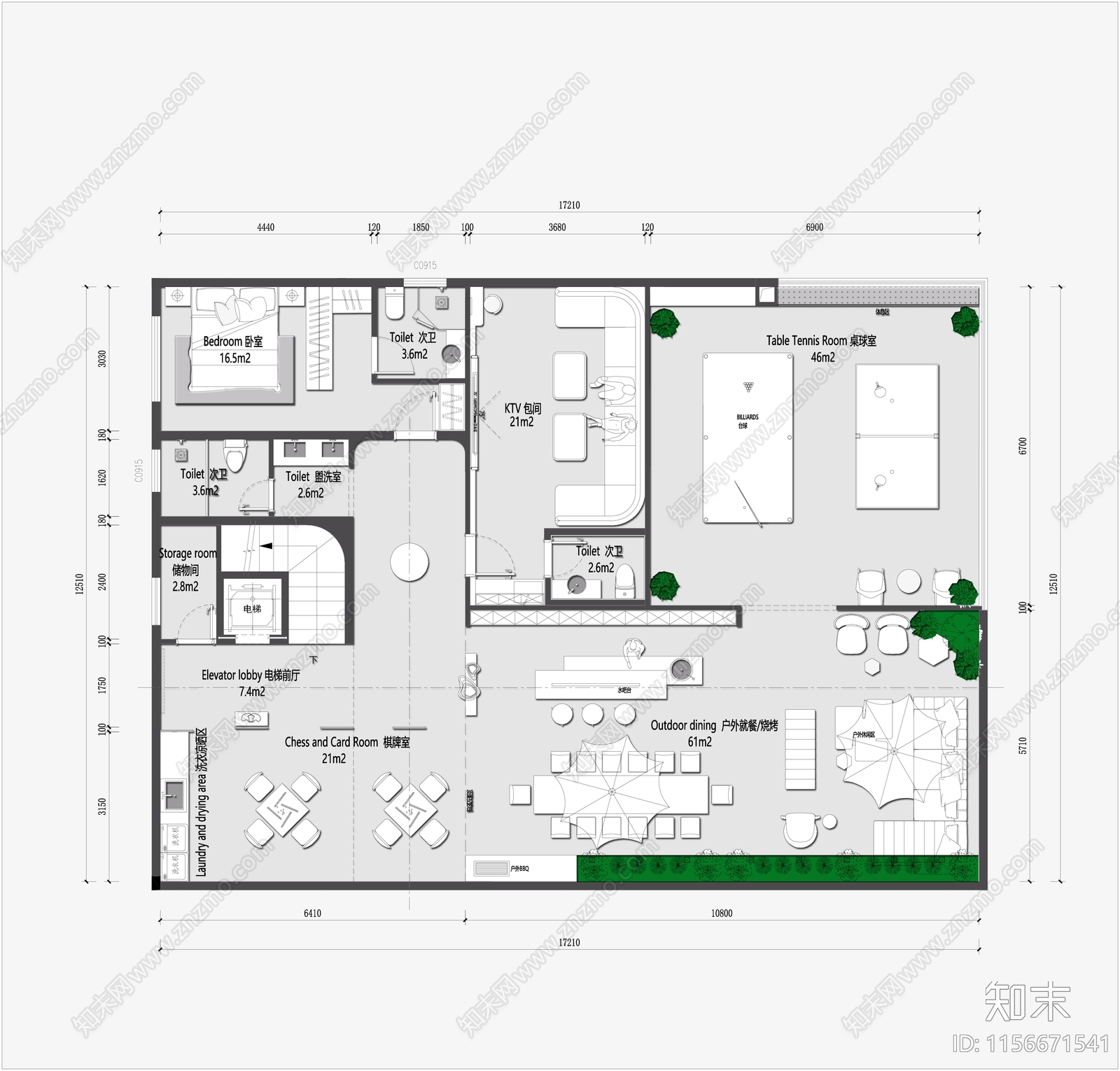 现代别墅装饰装修平面方案cad施工图下载【ID:1156671541】