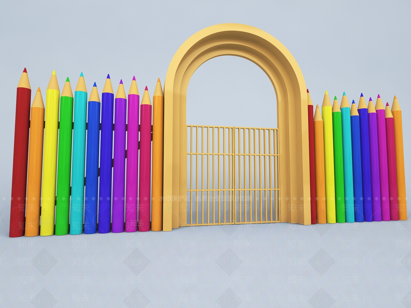 现代幼儿园大门3D模型下载【ID:1156671336】