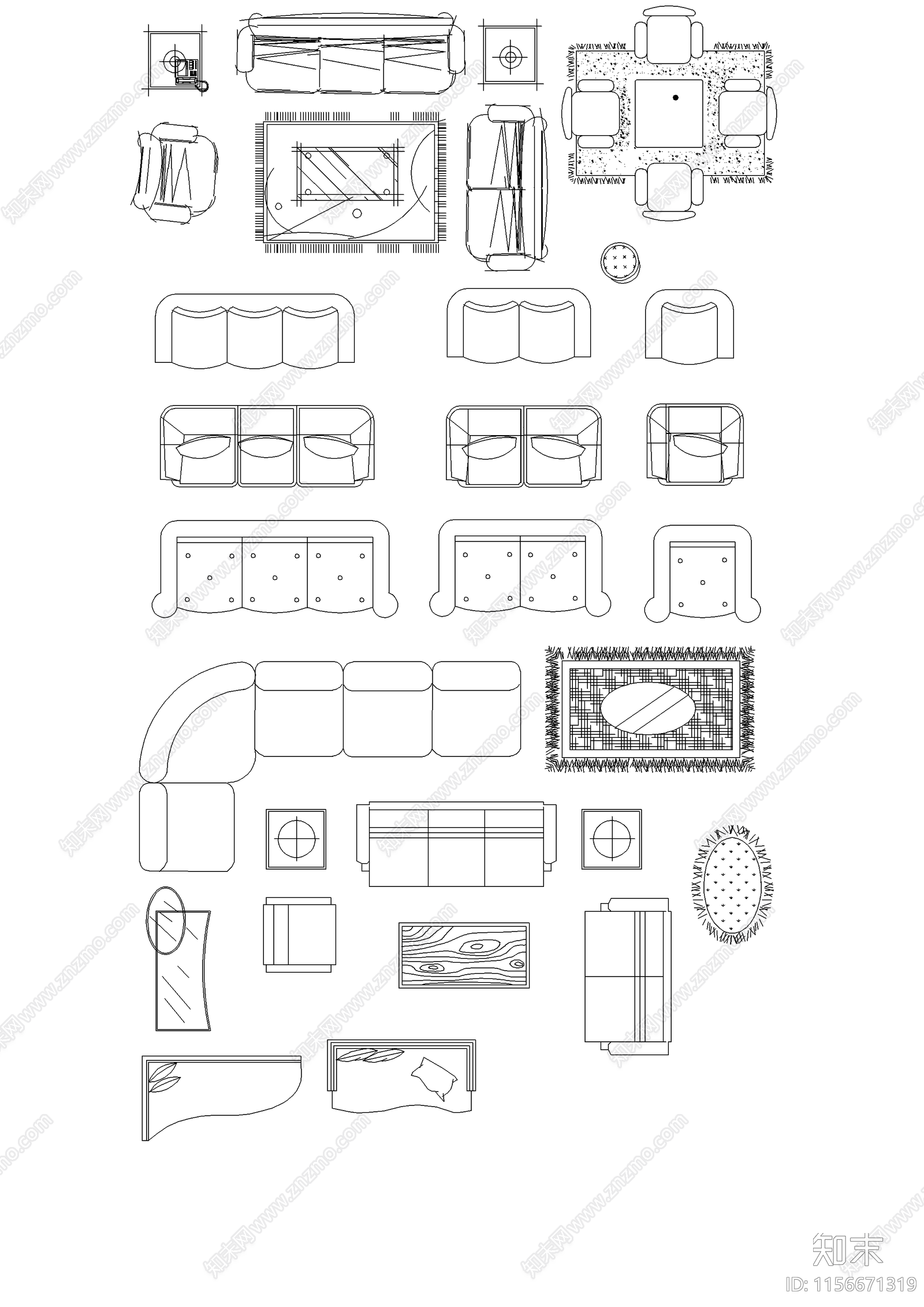 综合家具图库大全cad施工图下载【ID:1156671319】