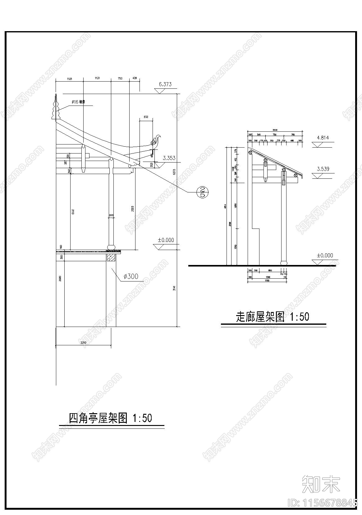 廊架cad施工图下载【ID:1156678845】