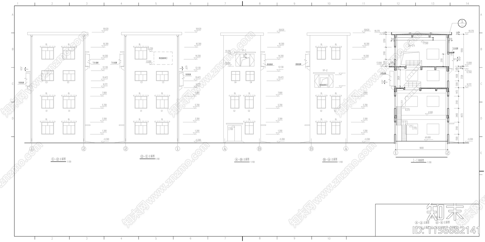 通廊cad施工图下载【ID:1156682141】