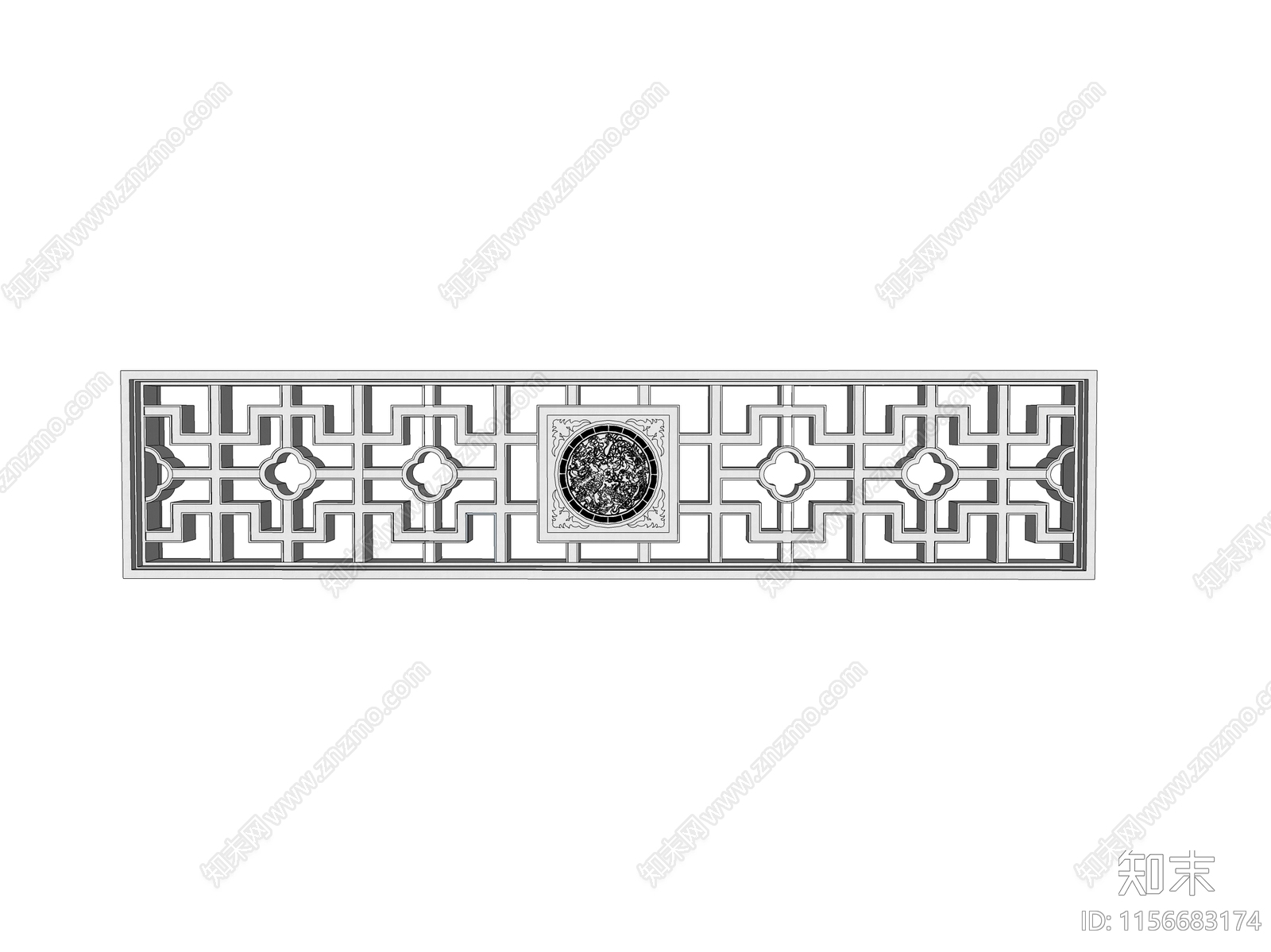 新中式镂空窗SU模型下载【ID:1156683174】