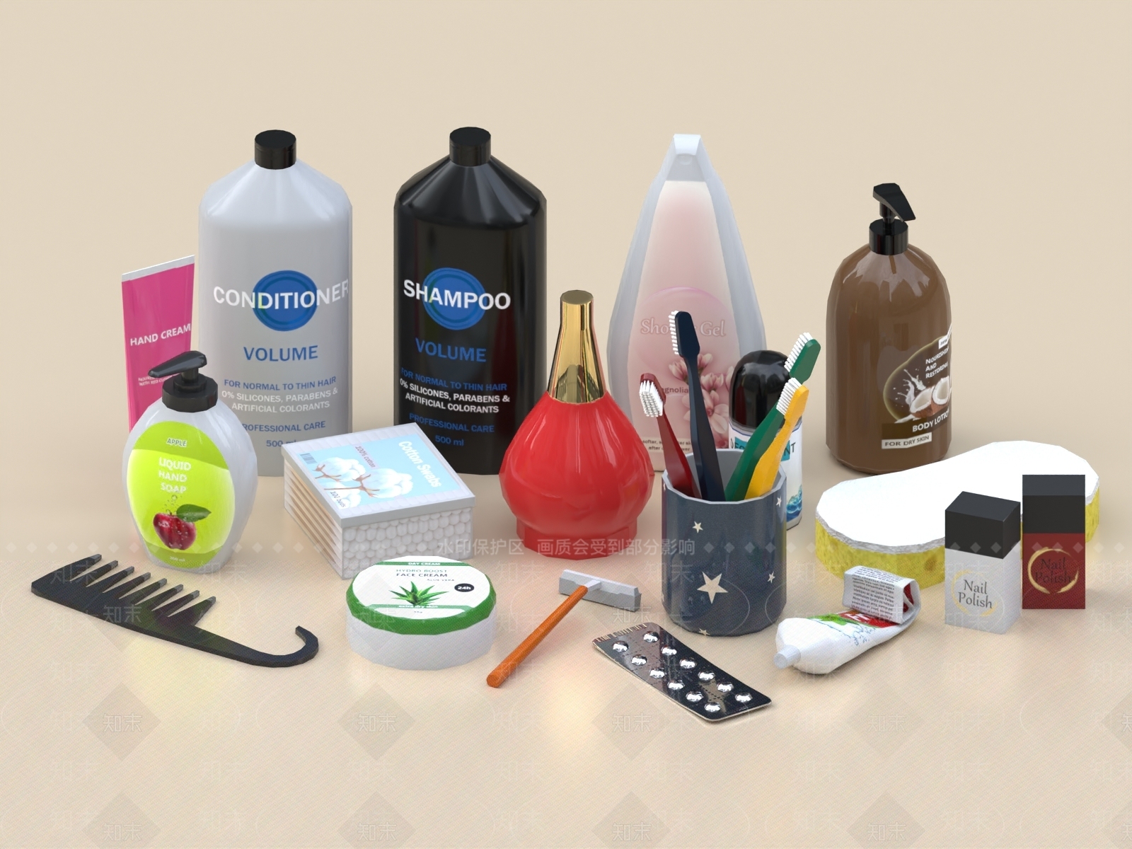 洗漱用品3D模型下载【ID:1156683867】