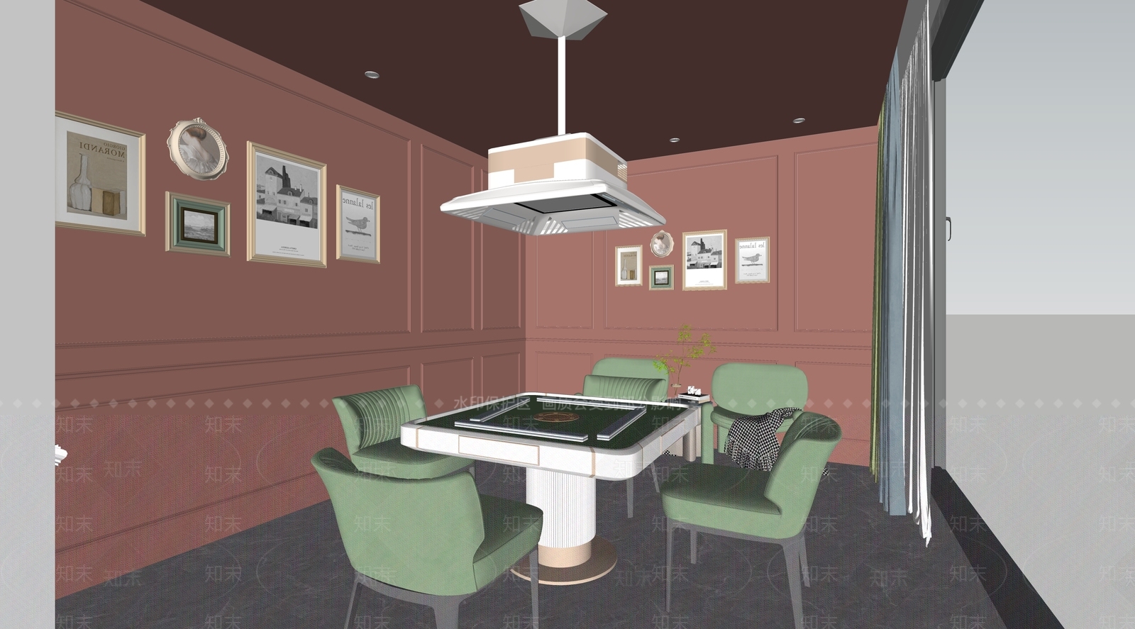 现代轻奢棋牌室包厢SU模型下载【ID:1156684464】