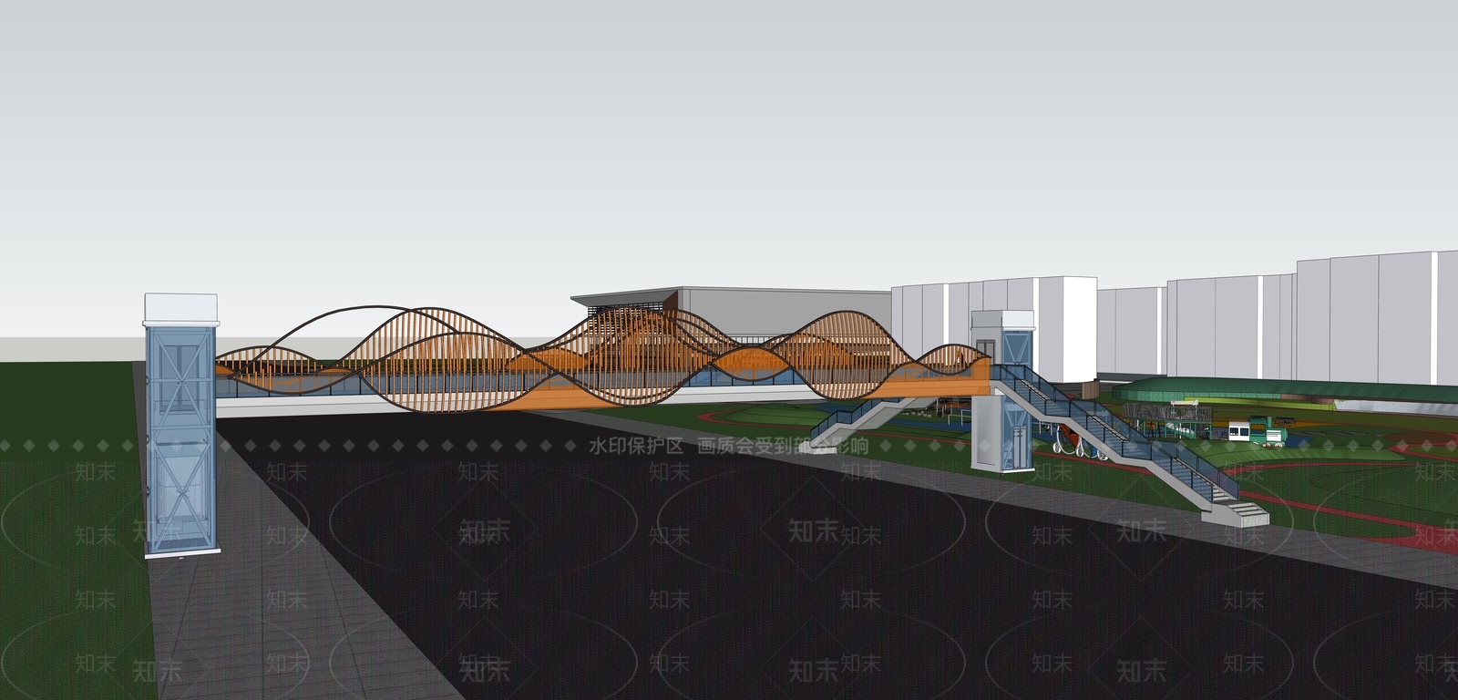 现代体育公园景观SU模型下载【ID:1156684569】