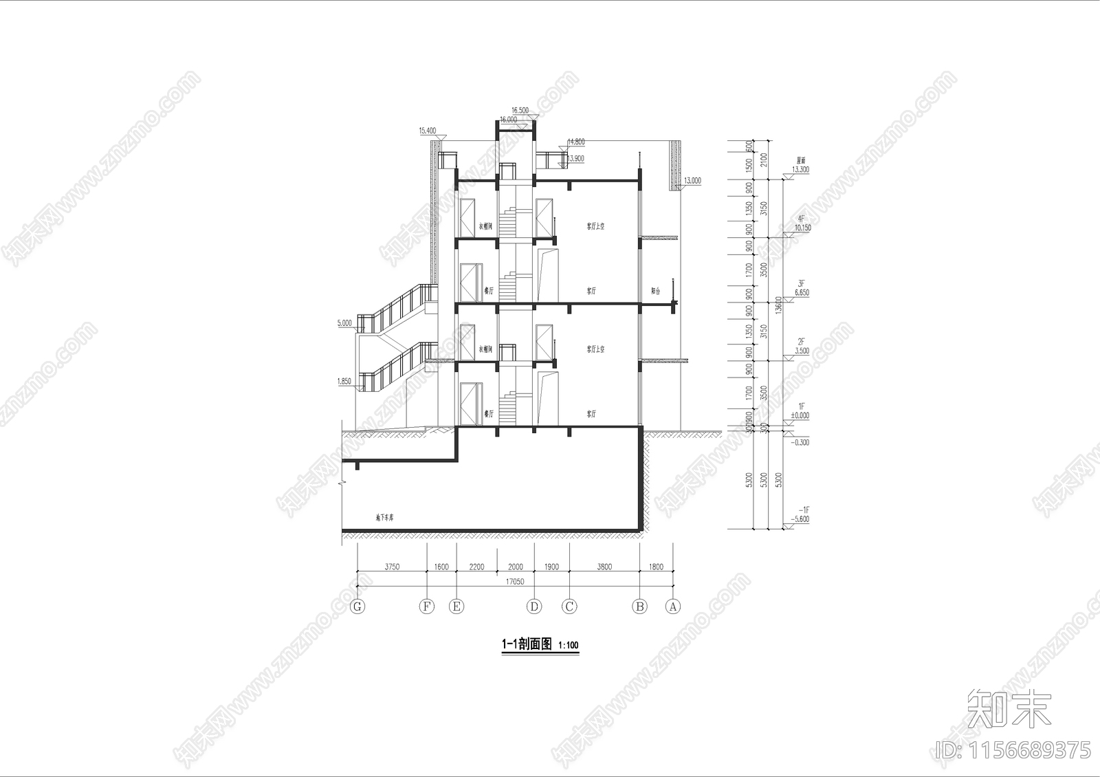 叠拼别墅户型带cad施工图下载【ID:1156689375】