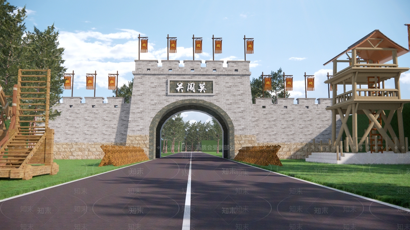 中式古城楼SU模型下载【ID:1156689897】