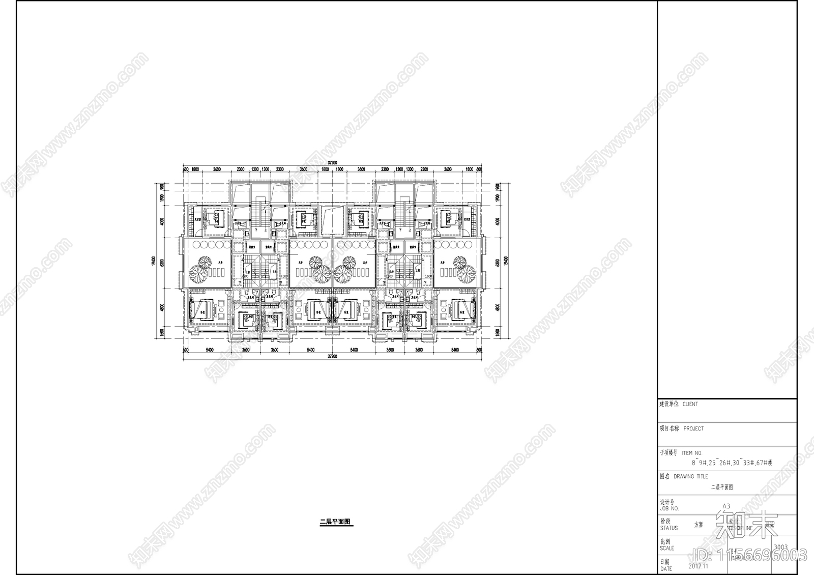 友建花苑叠拼别墅户型cad施工图下载【ID:1156696003】