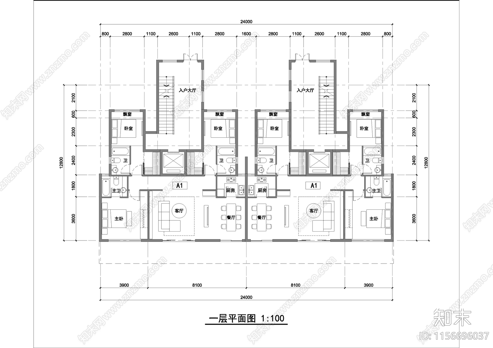 五层别墅建筑方案图cad施工图下载【ID:1156696037】