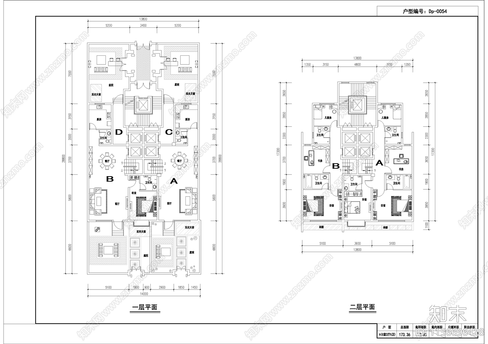 六层叠别墅独立电梯入户方案cad施工图下载【ID:1156696428】