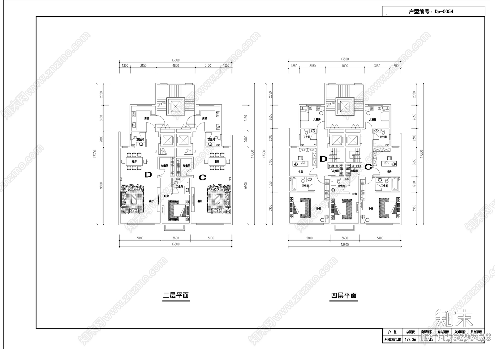 六层叠别墅独立电梯入户方案cad施工图下载【ID:1156696428】