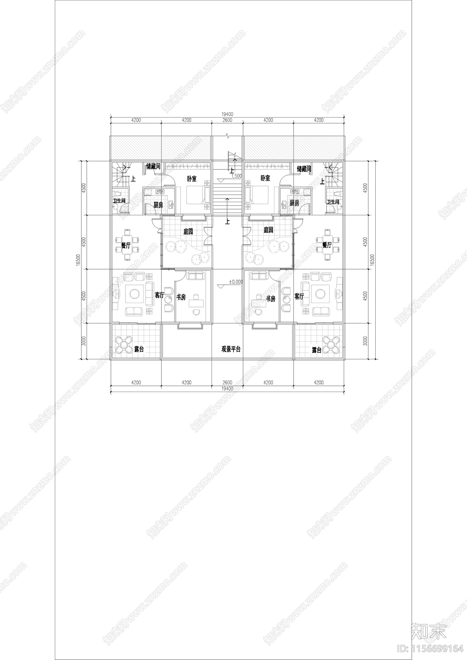 六层叠拼别墅cad施工图下载【ID:1156699164】