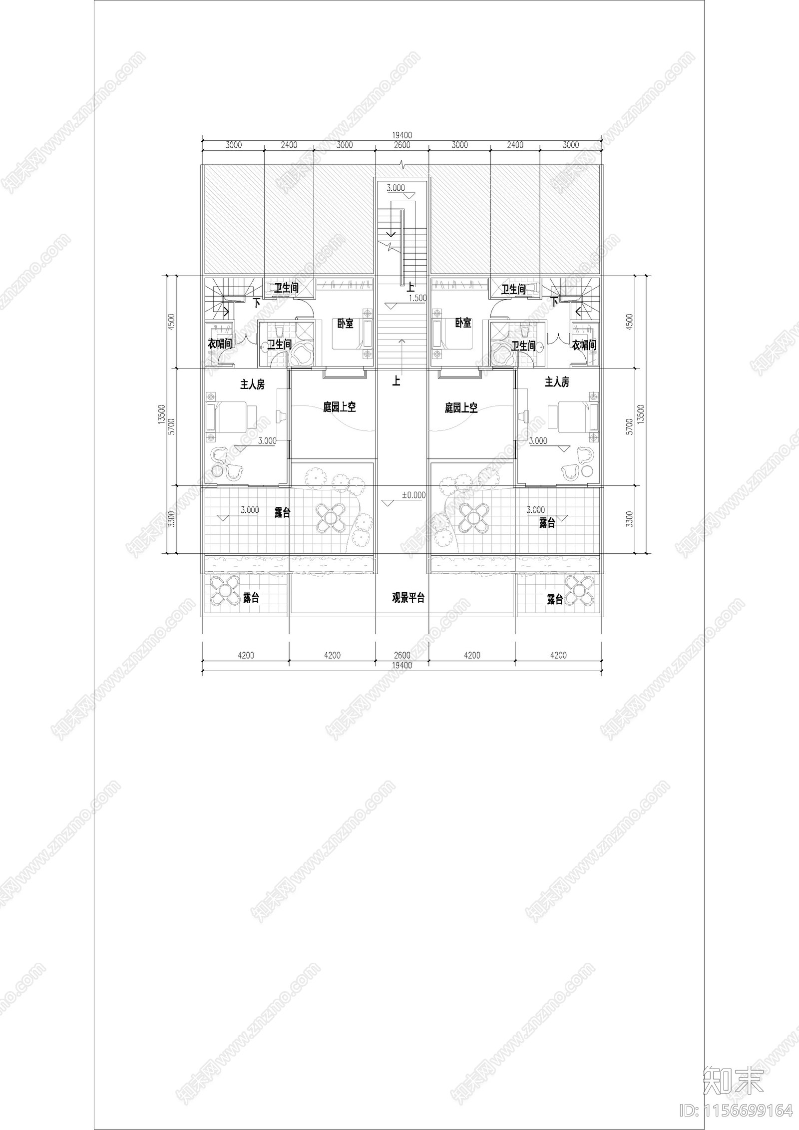 六层叠拼别墅cad施工图下载【ID:1156699164】