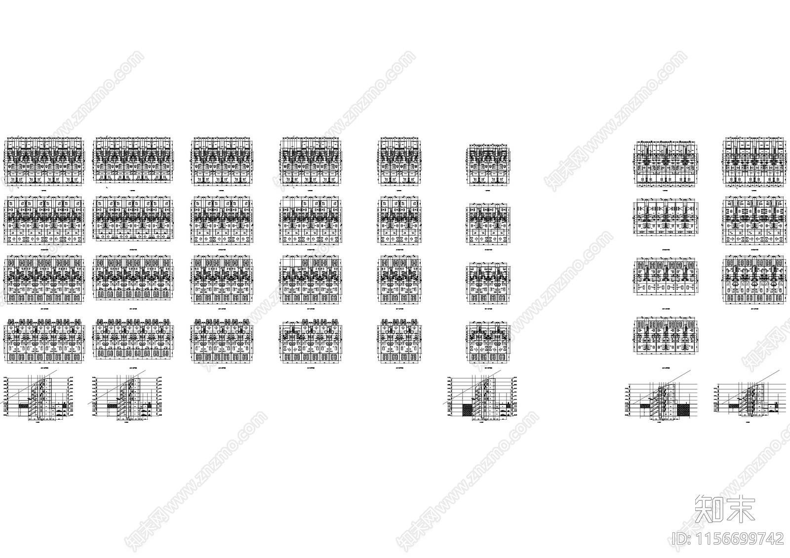 四层叠别墅cad施工图下载【ID:1156699742】