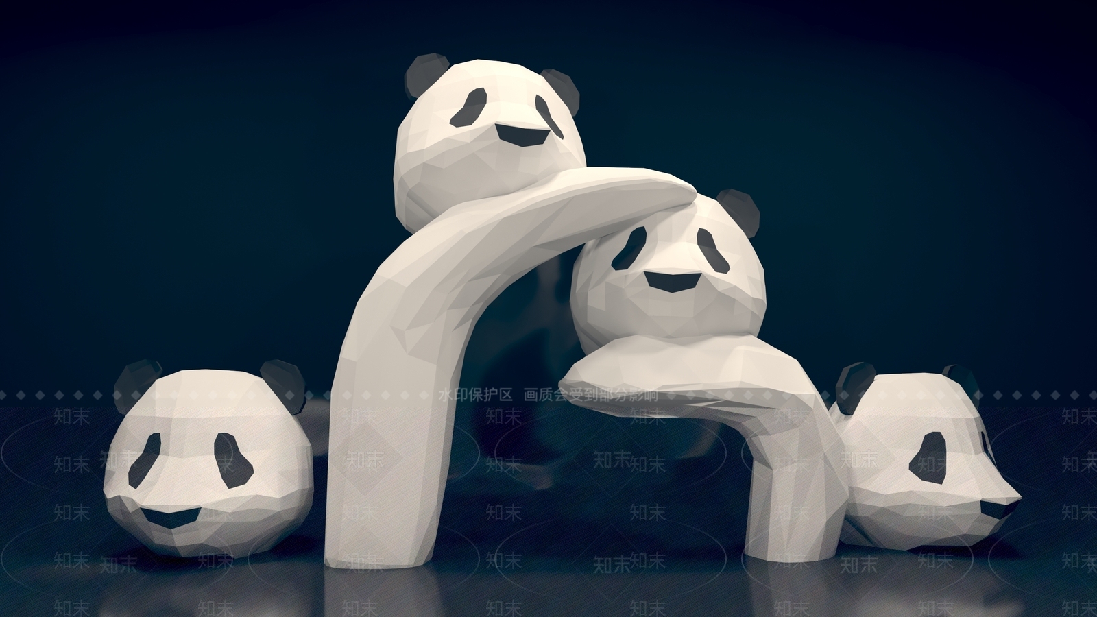 现代艺术熊猫造型互动合影美陈SU模型下载【ID:1156699853】