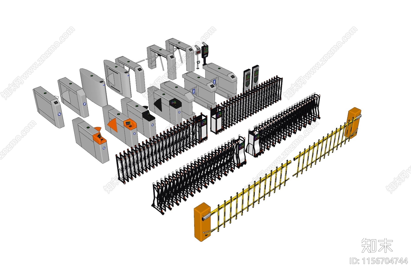 现代电动大门闸机门禁组合SU模型下载【ID:1156704744】