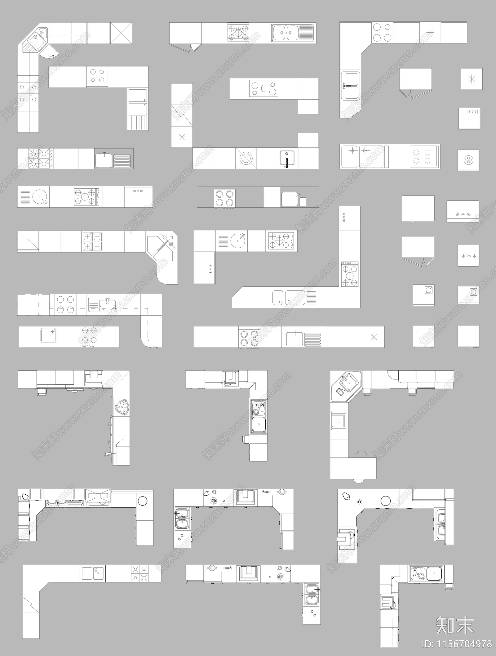 橱柜平面图纸cad施工图下载【ID:1156704978】