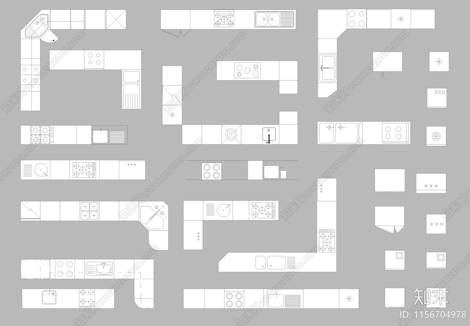 橱柜平面图纸cad施工图下载【ID:1156704978】