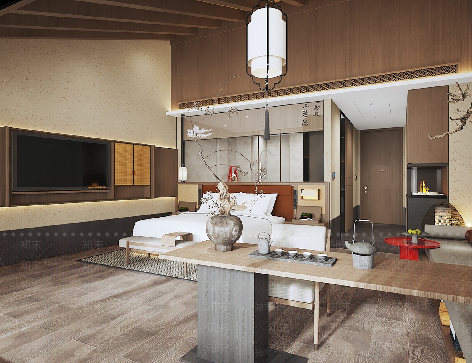 侘寂民宿大床房3D模型下载【ID:1156705959】