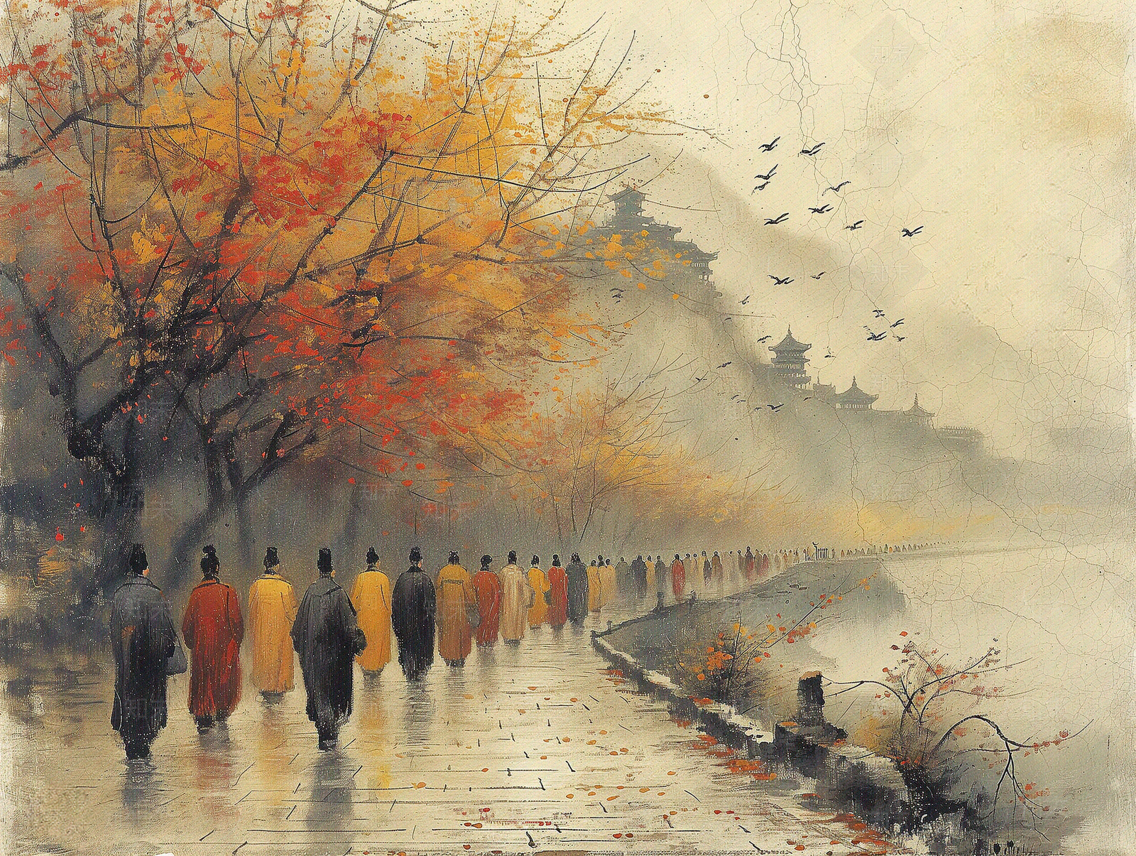 日式清明活动人群装饰画贴图下载【ID:1156709615】