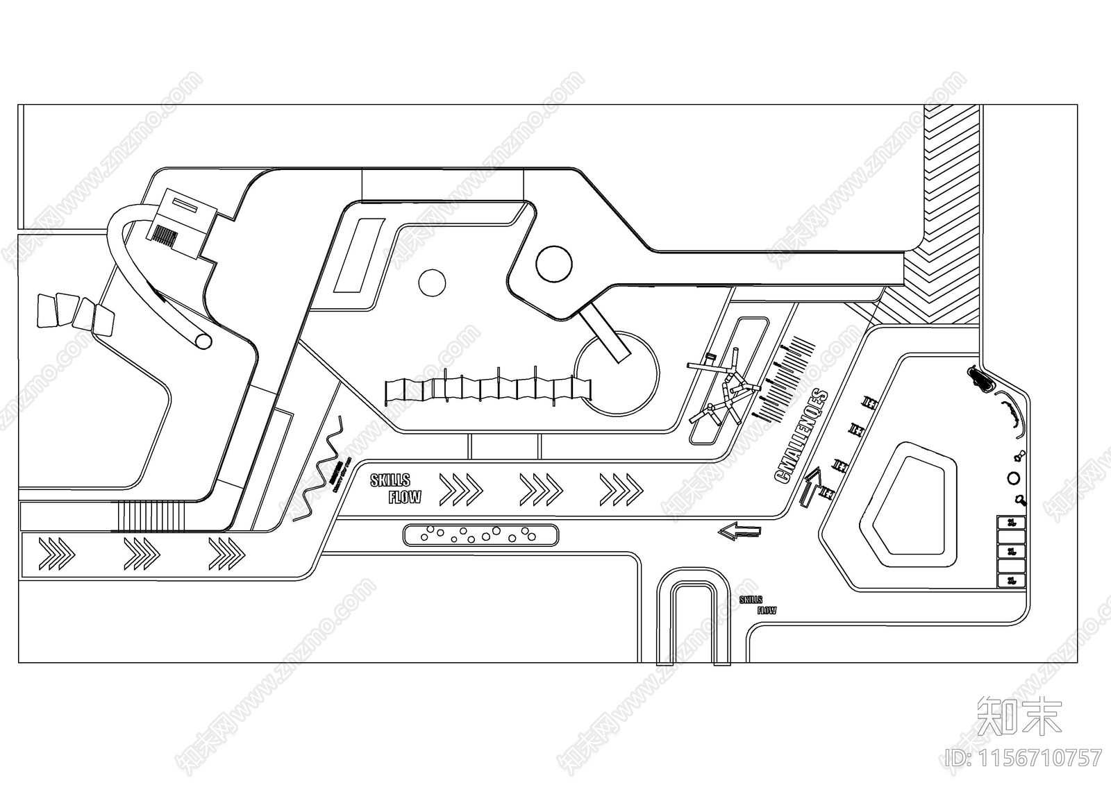 儿童乐园活动区布局平面图cad施工图下载【ID:1156710757】