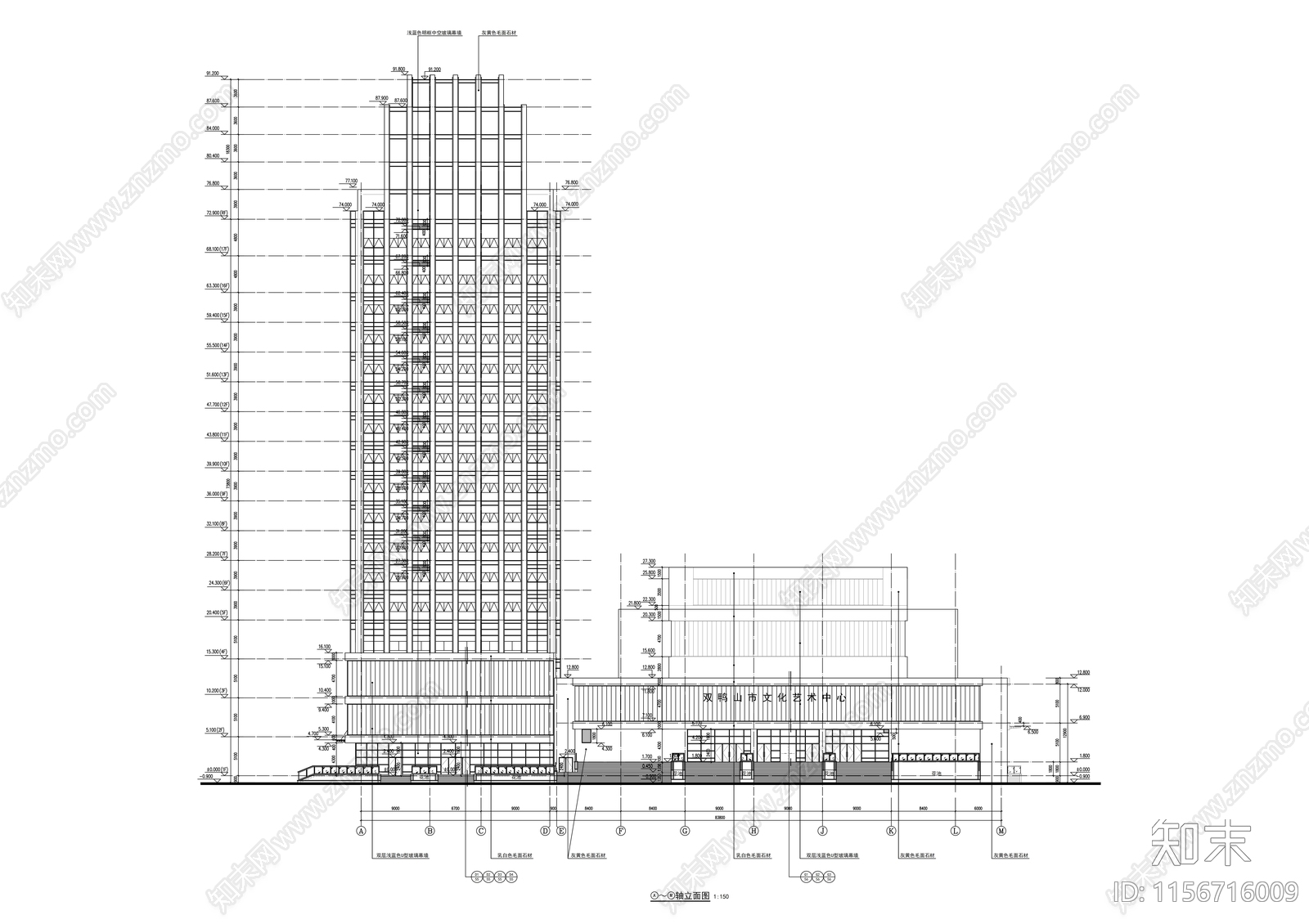 17层高层办公楼建筑cad施工图下载【ID:1156716009】