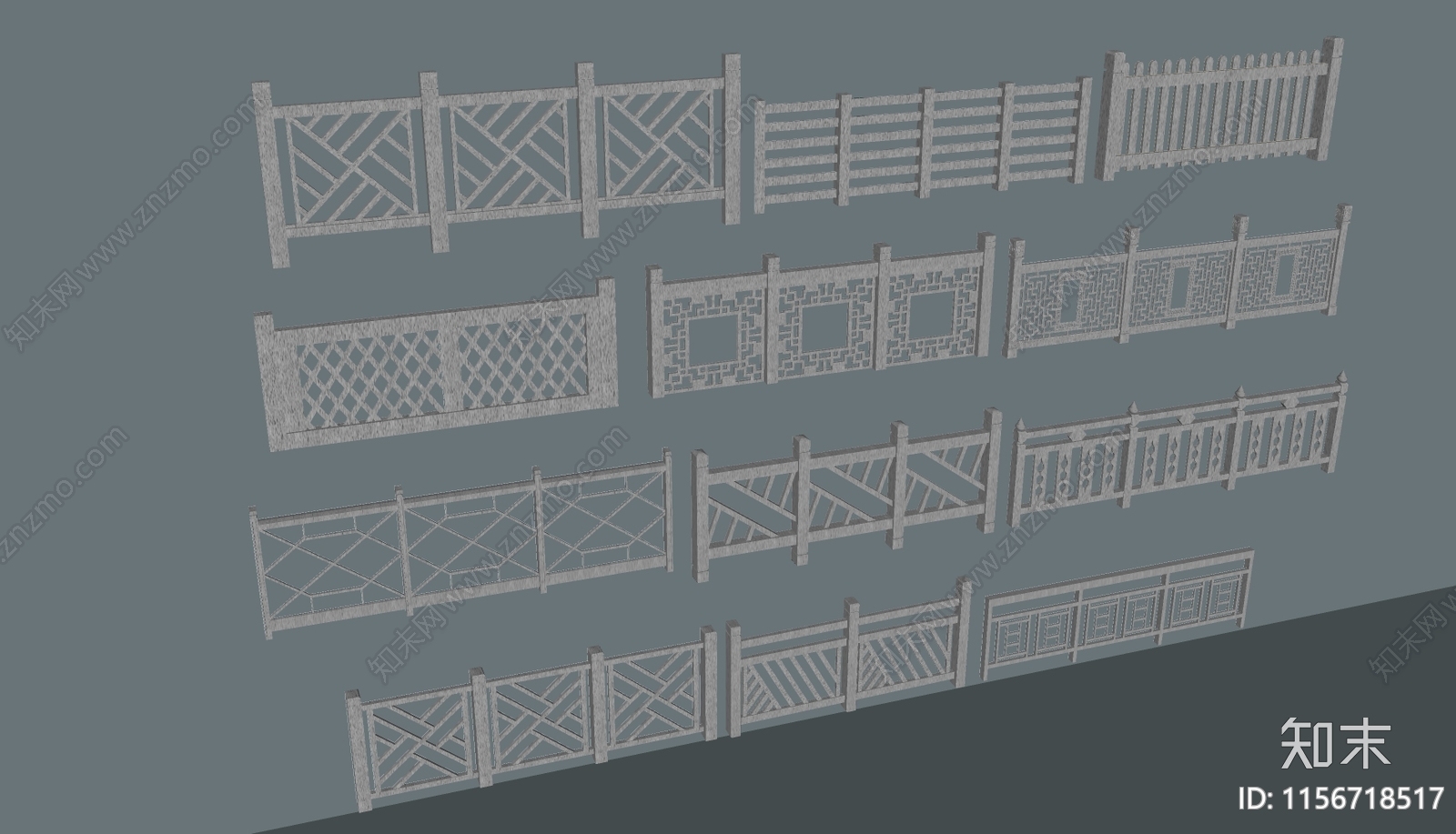 现代石栏杆SU模型下载【ID:1156718517】