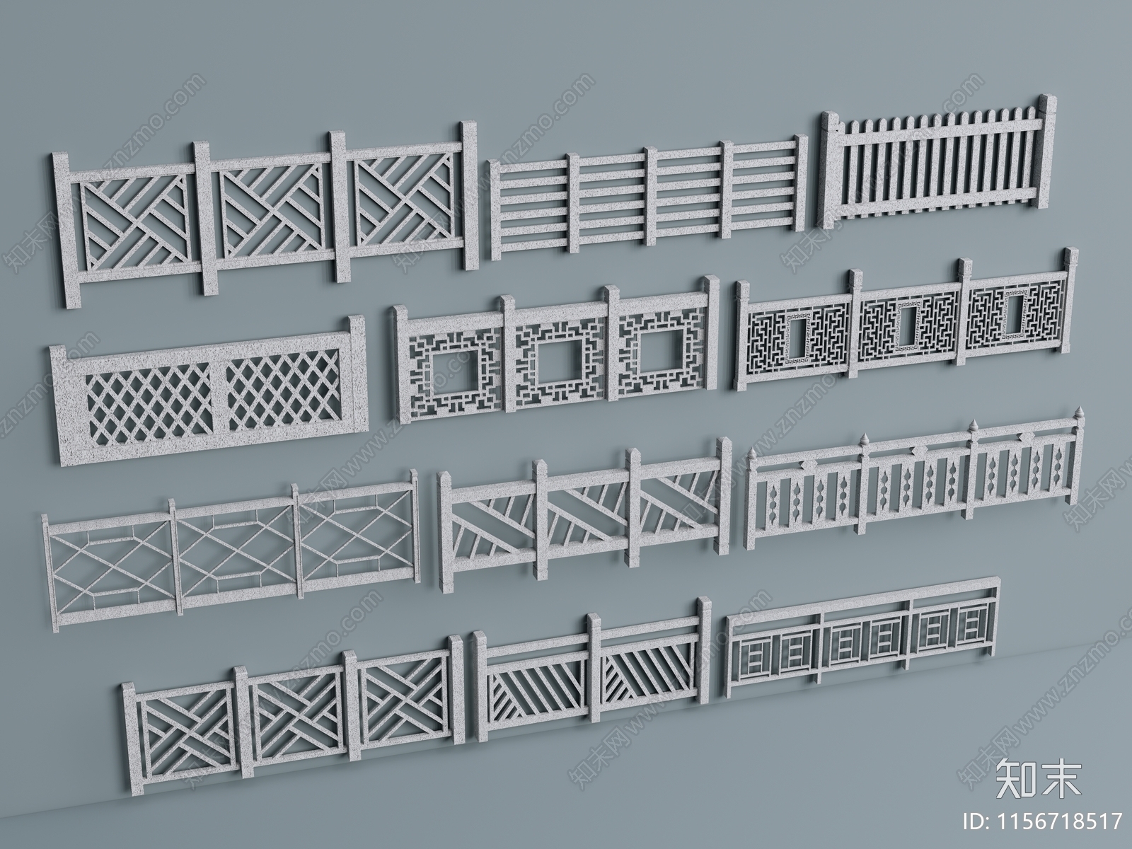 现代石栏杆SU模型下载【ID:1156718517】