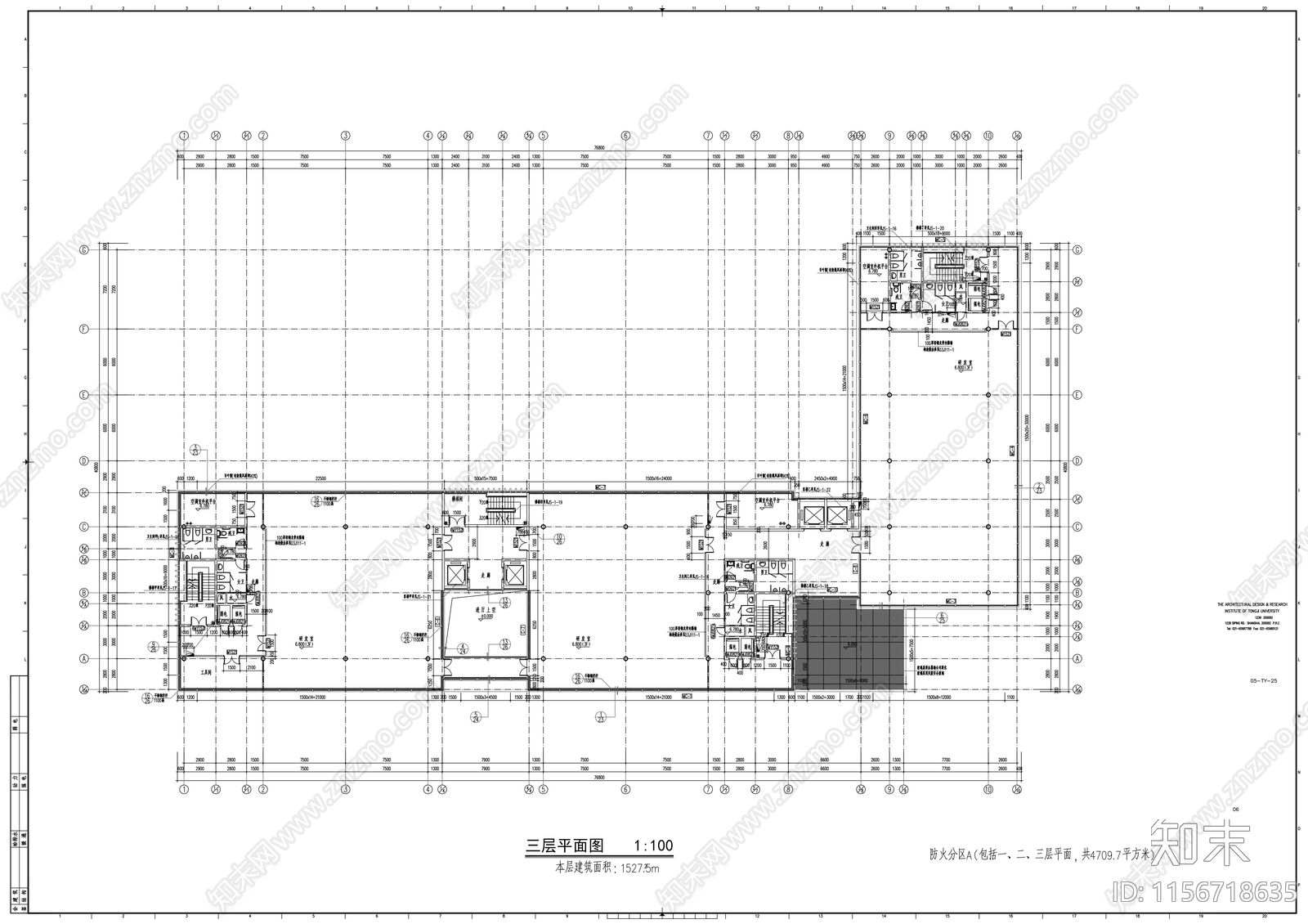 七层科研办公楼建筑cad施工图下载【ID:1156718635】