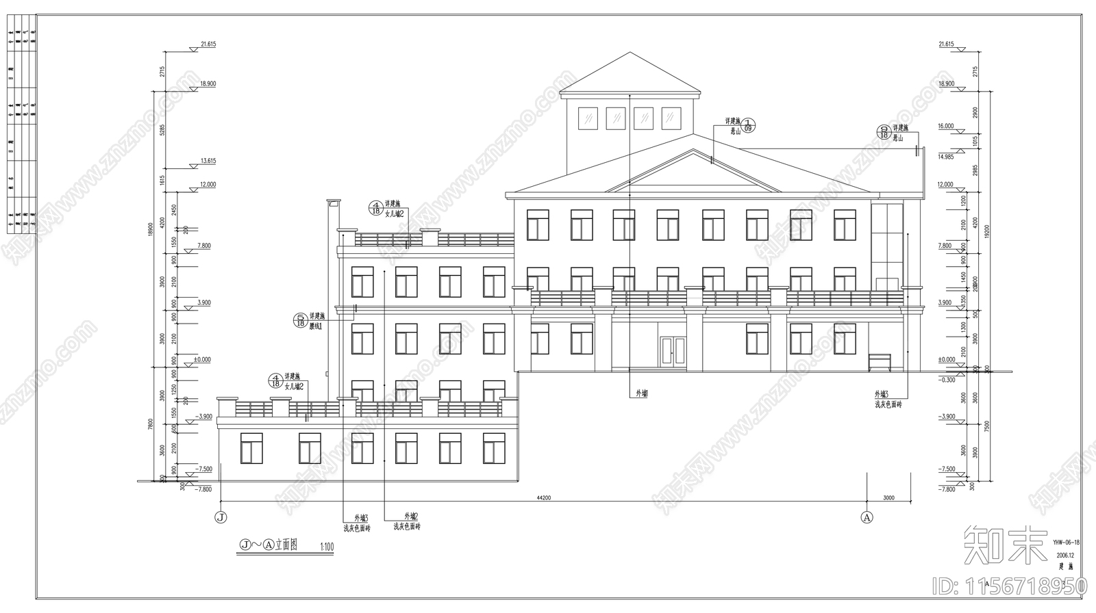 三层保健休闲活动中心建筑cad施工图下载【ID:1156718950】
