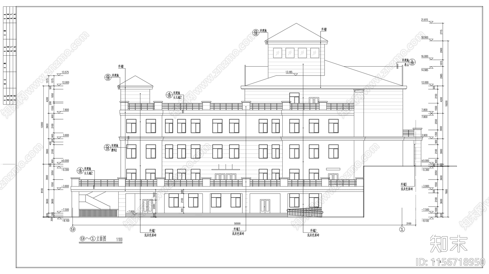 三层保健休闲活动中心建筑cad施工图下载【ID:1156718950】