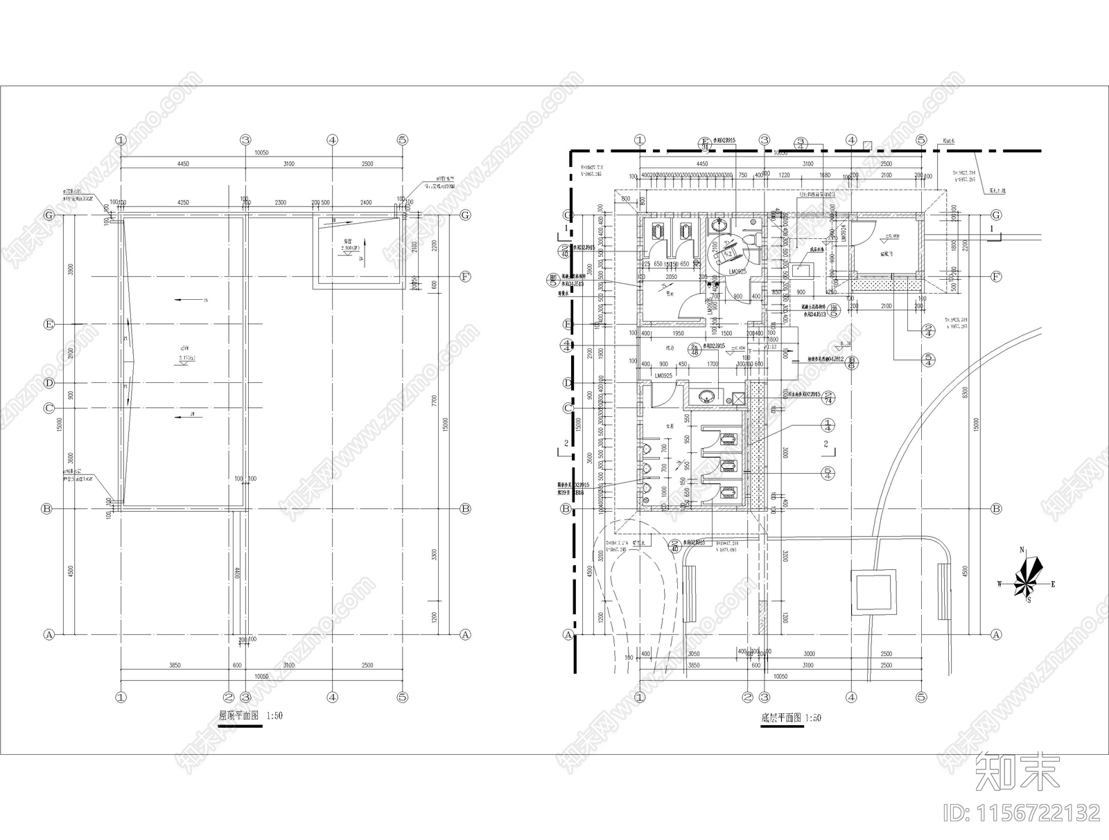 简约砖饰面L型公厕建筑结构cad施工图下载【ID:1156722132】