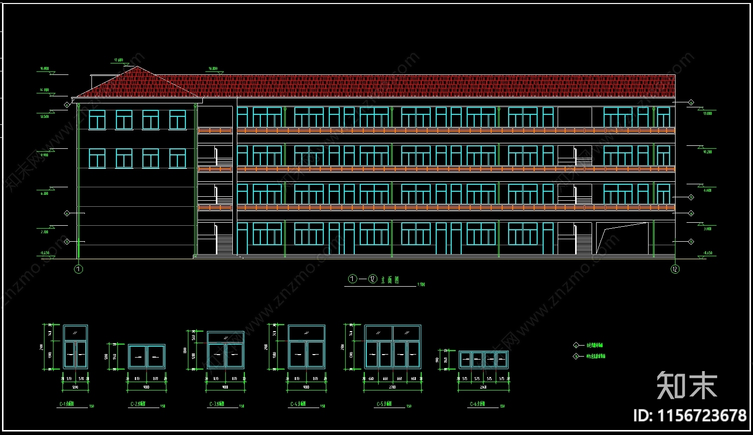 某中学教学楼2570平米cad施工图下载【ID:1156723678】