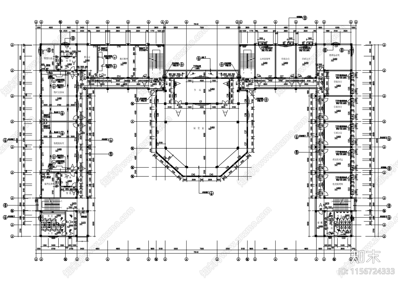 学校综合楼图纸cad施工图下载【ID:1156724333】