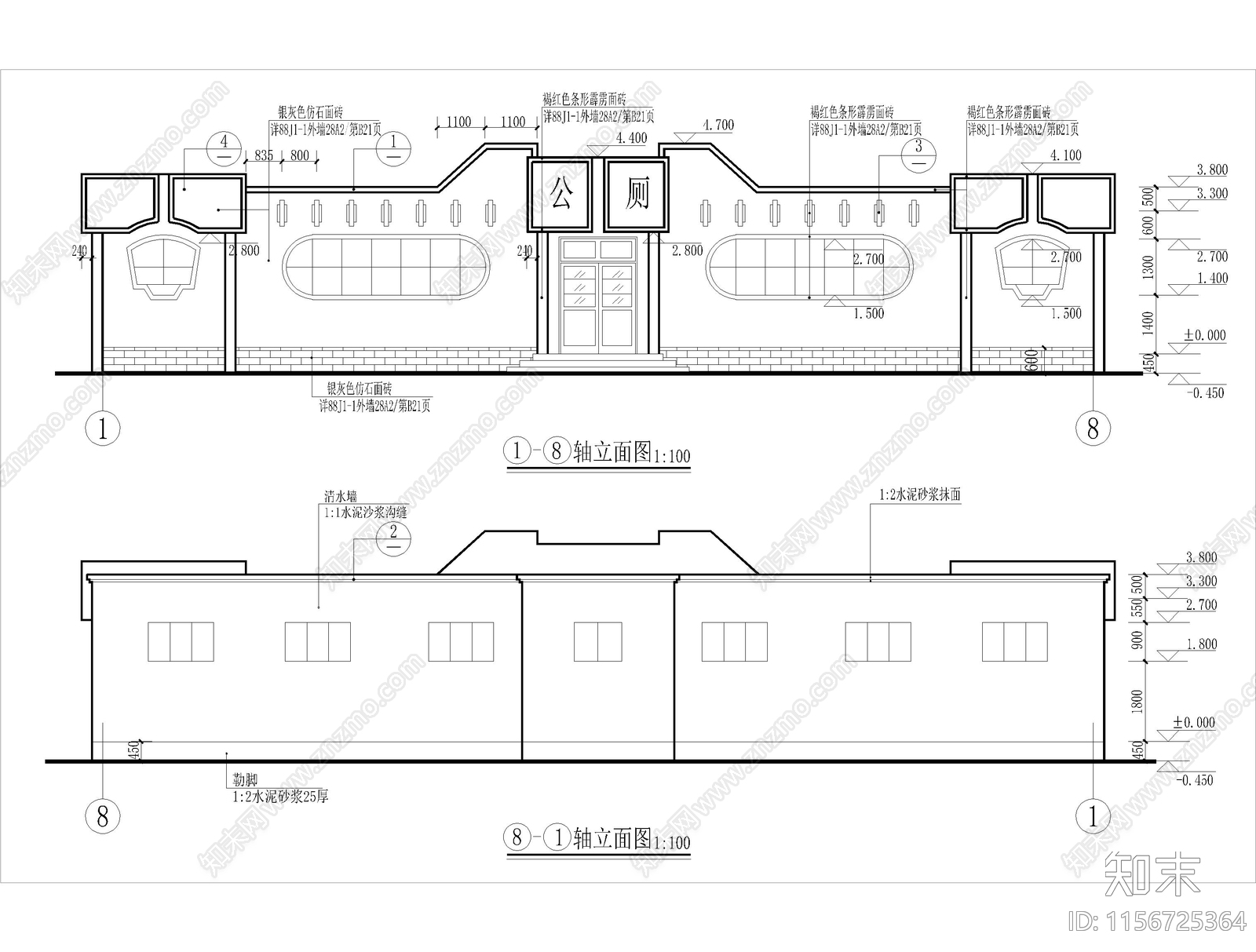 某学校公共厕所建筑cad施工图下载【ID:1156725364】