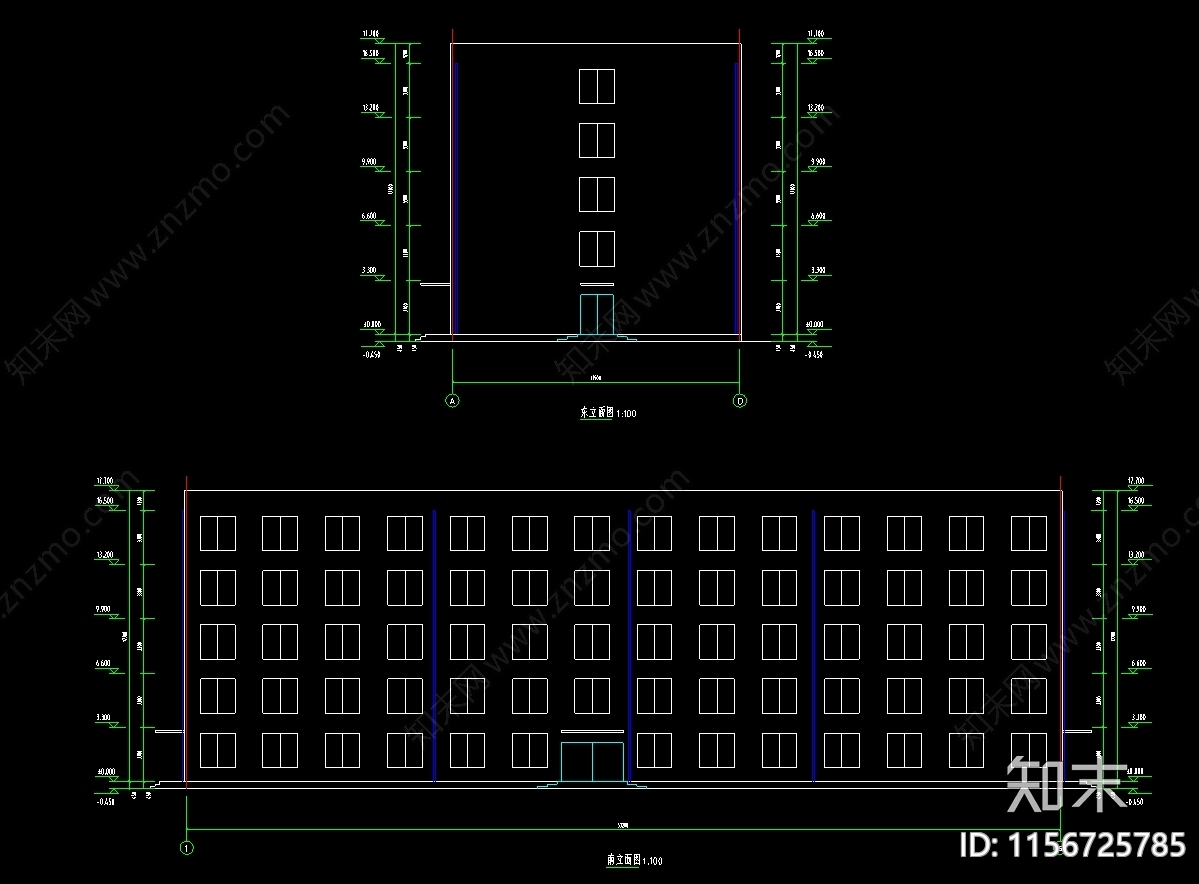 教学楼建筑图纸cad施工图下载【ID:1156725785】
