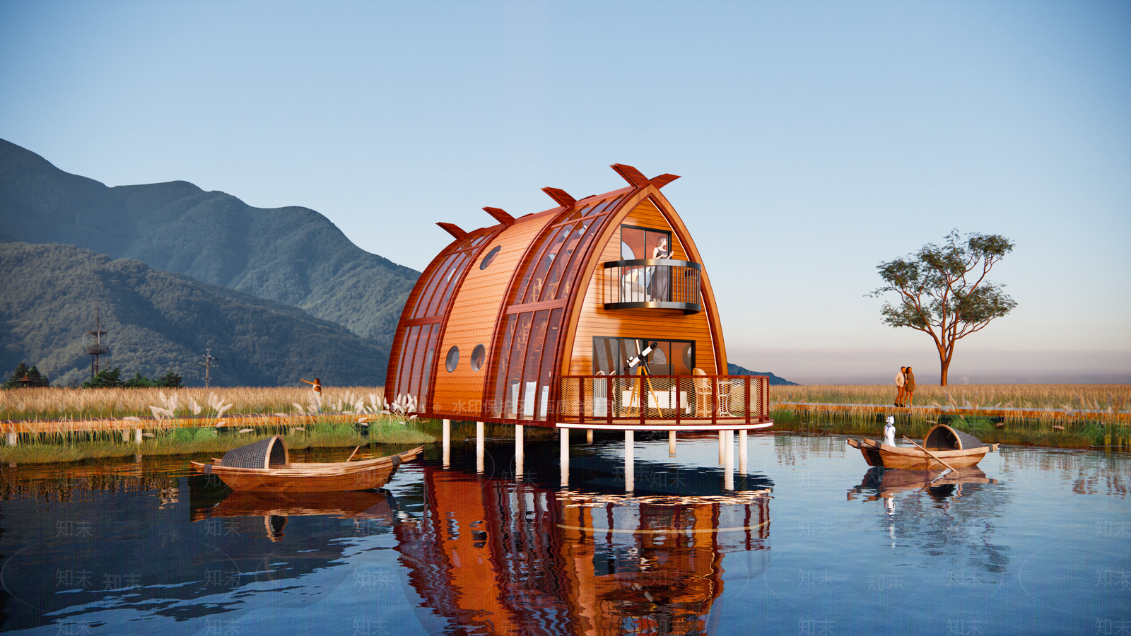 现代滨水民宿SU模型下载【ID:1156726778】