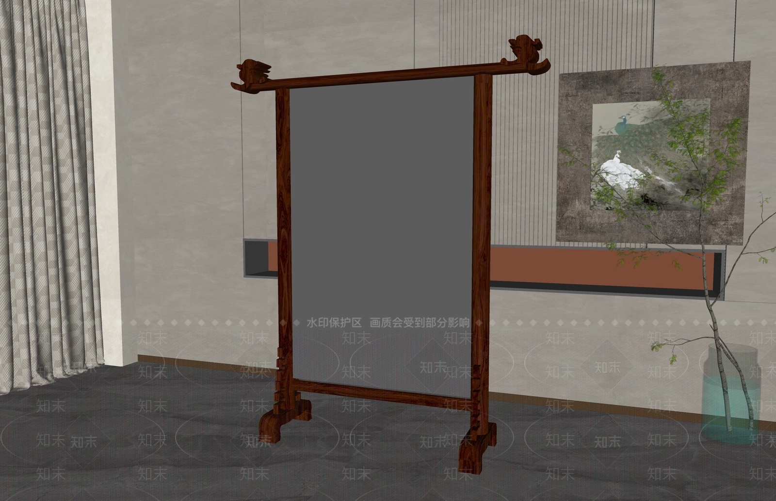 新中式全身镜SU模型下载【ID:1156726238】