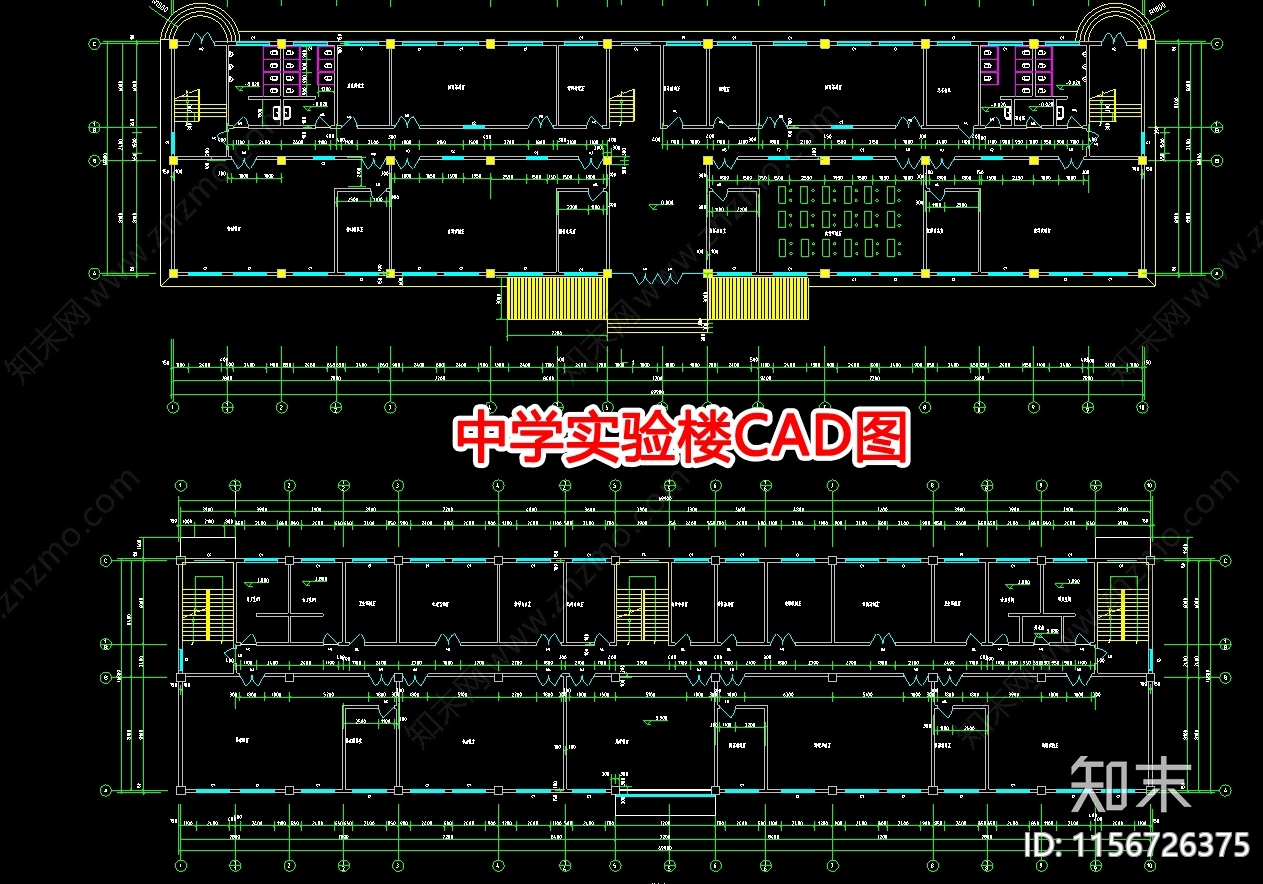 中学实验楼图cad施工图下载【ID:1156726375】