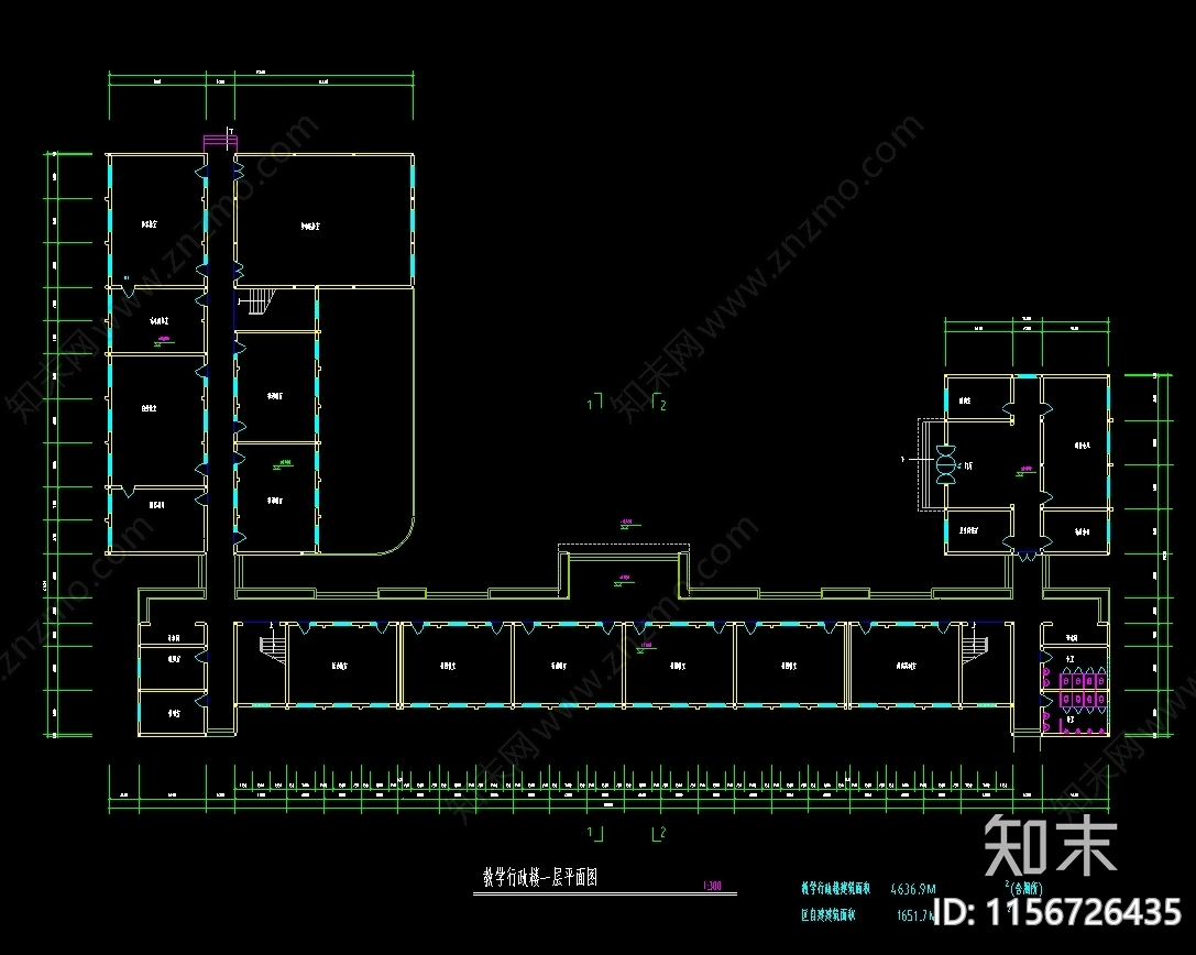 某中学教学楼建筑施4800平米图cad施工图下载【ID:1156726435】