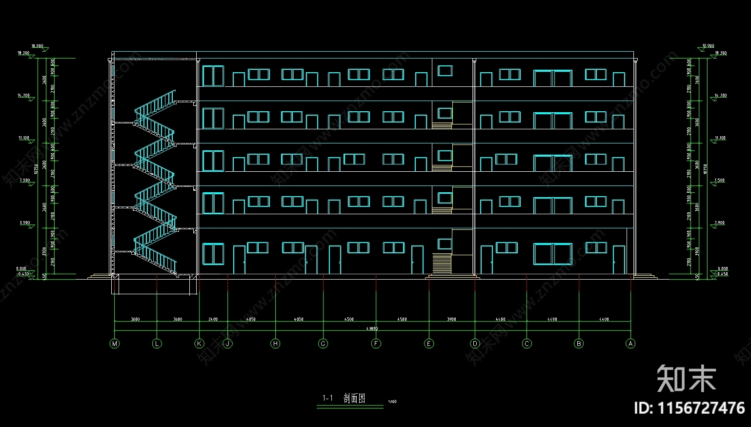 中学学校教学楼图cad施工图下载【ID:1156727476】