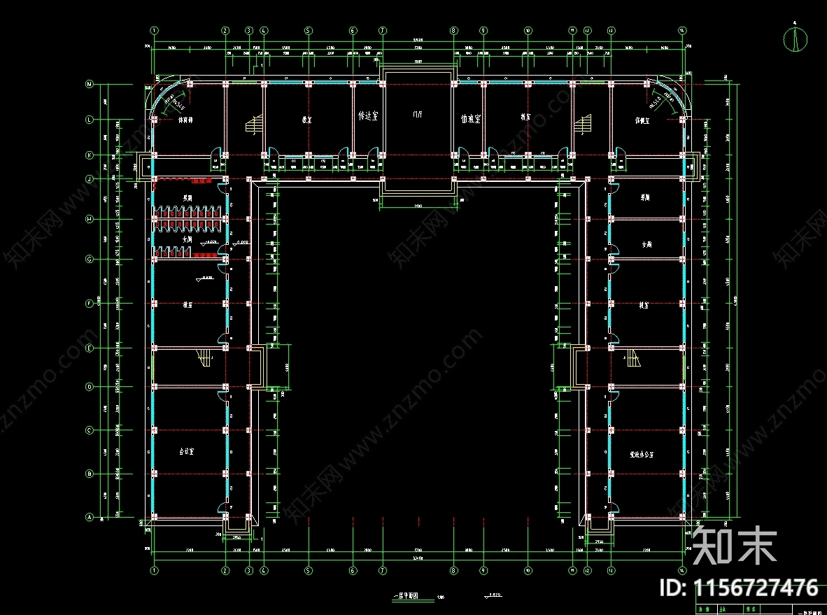 中学学校教学楼图cad施工图下载【ID:1156727476】