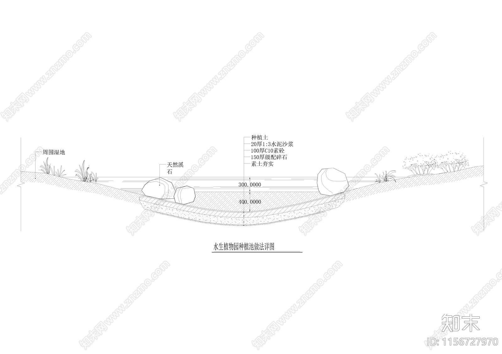水生植物园种植池做法详图设计施工图下载【ID:1156727970】