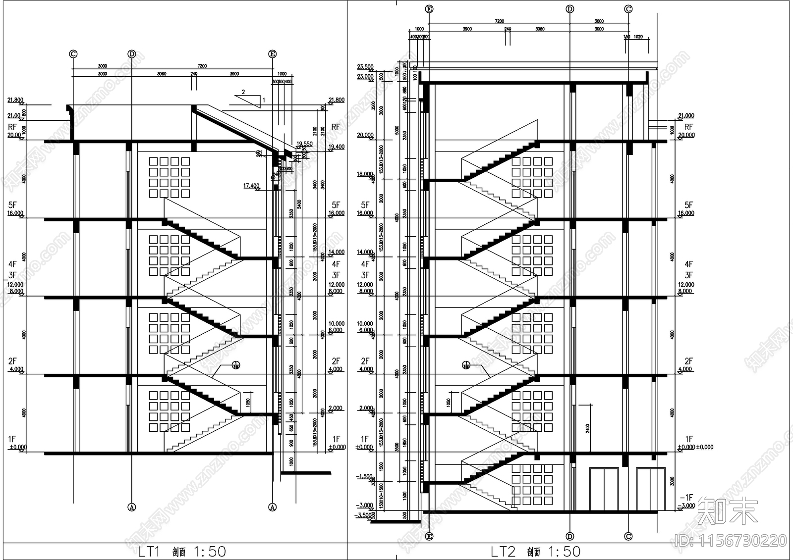 建筑楼梯CAD施工图下载【ID:1156730220】