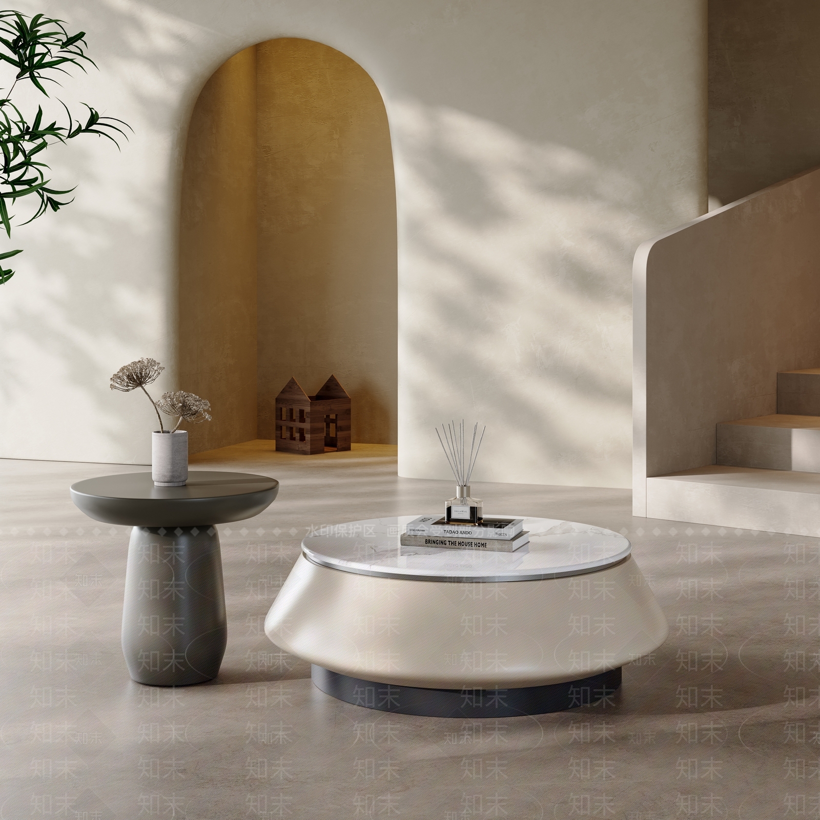 现代奶油风茶几组合3D模型下载【ID:1156730309】