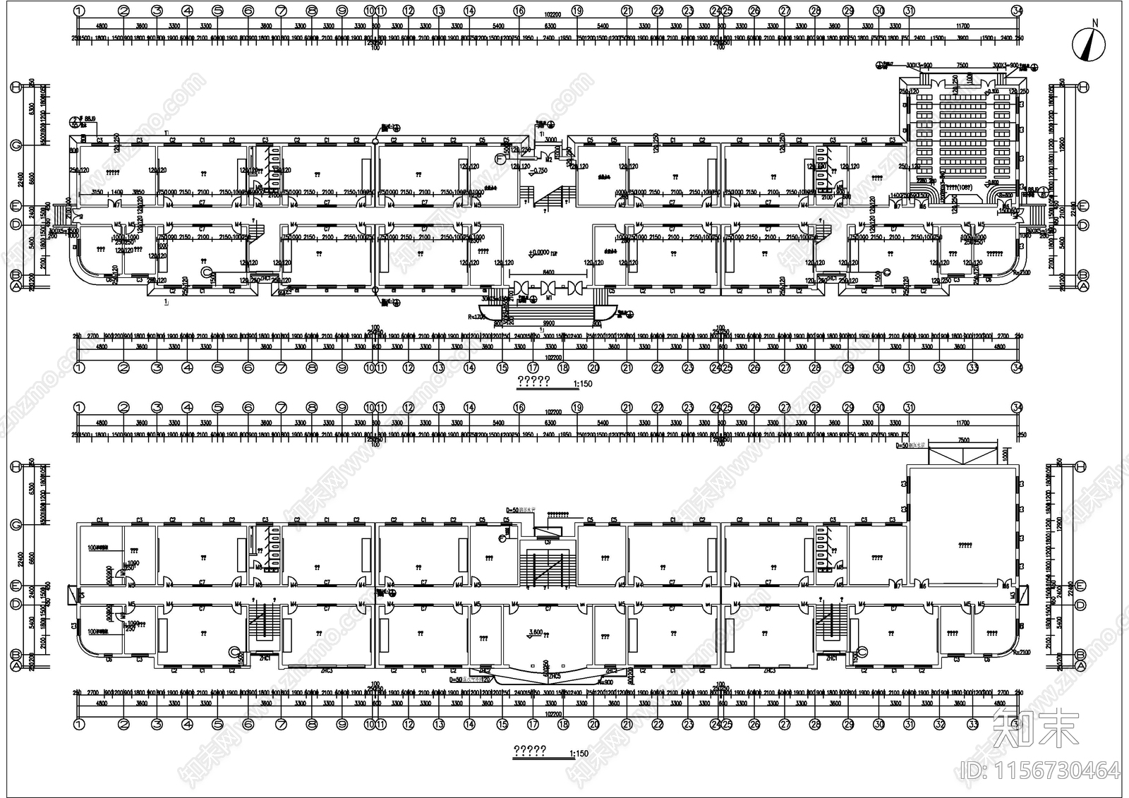 某中学教学楼建筑图cad施工图下载【ID:1156730464】