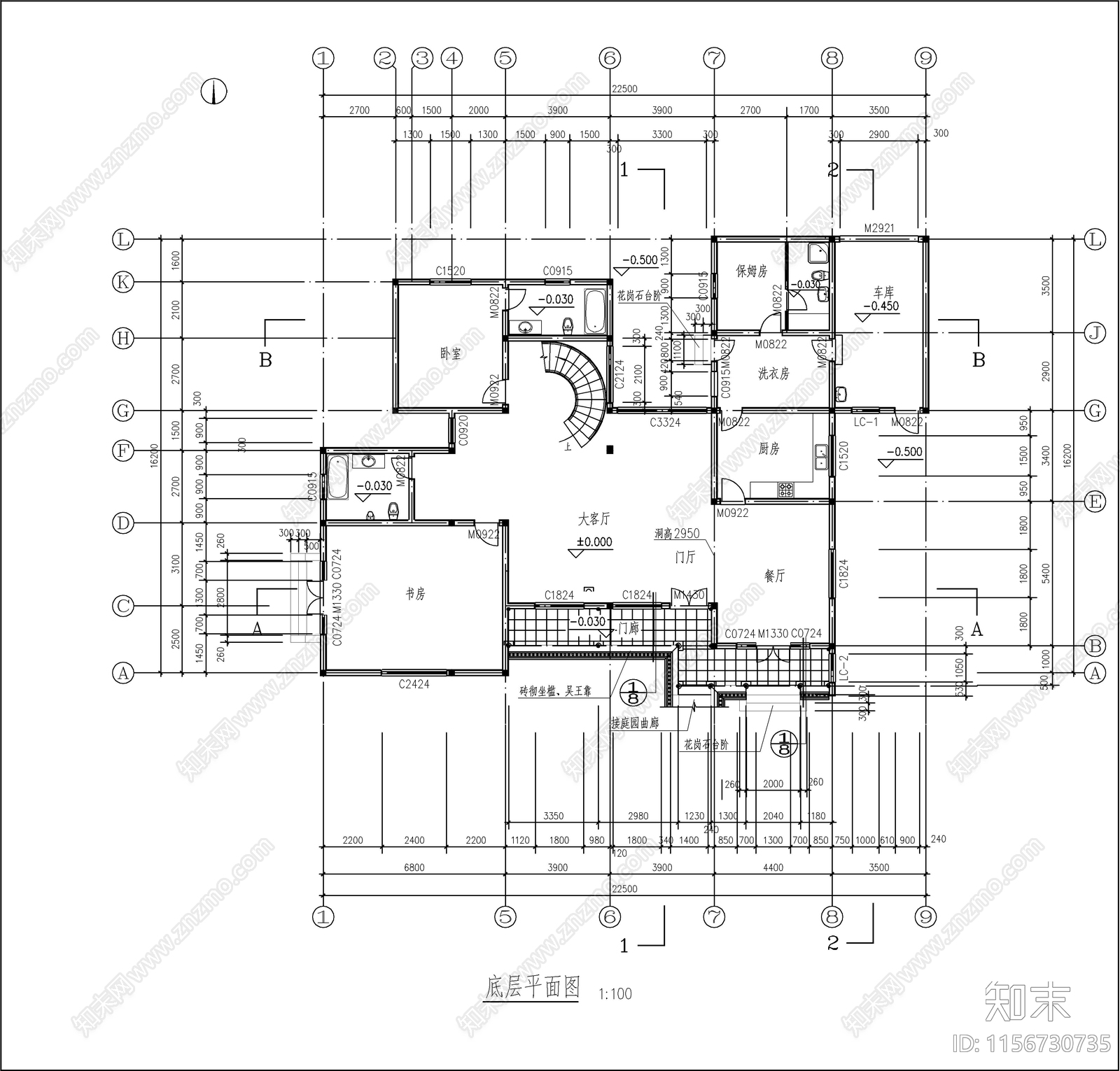 新中式苏式江南二层别墅建筑结构cad施工图下载【ID:1156730735】